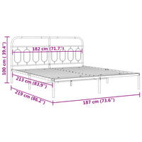 Giroletto con Testiera in Metallo Nero 183x213 cm 377122