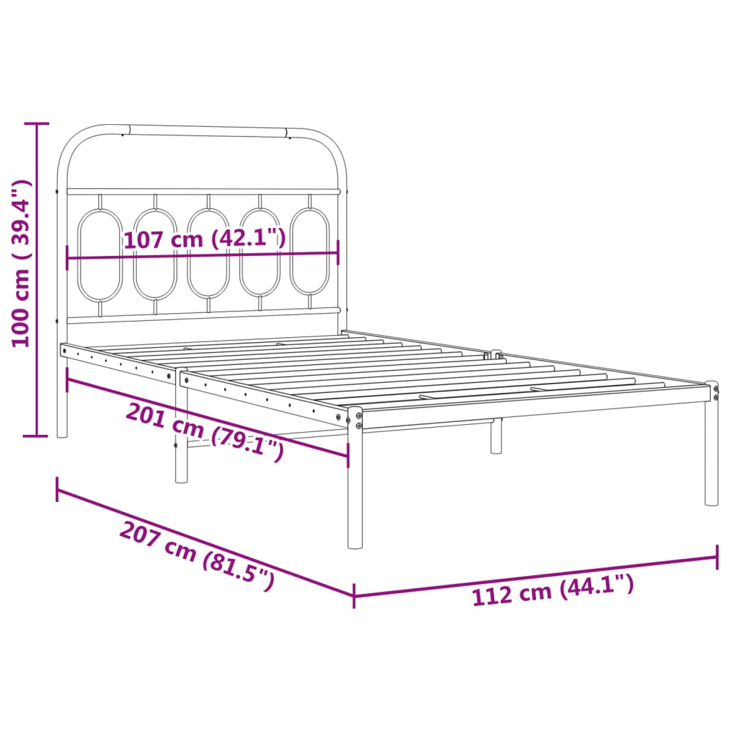 Giroletto con Testiera Metallo Bianco 107x203 cm 377162