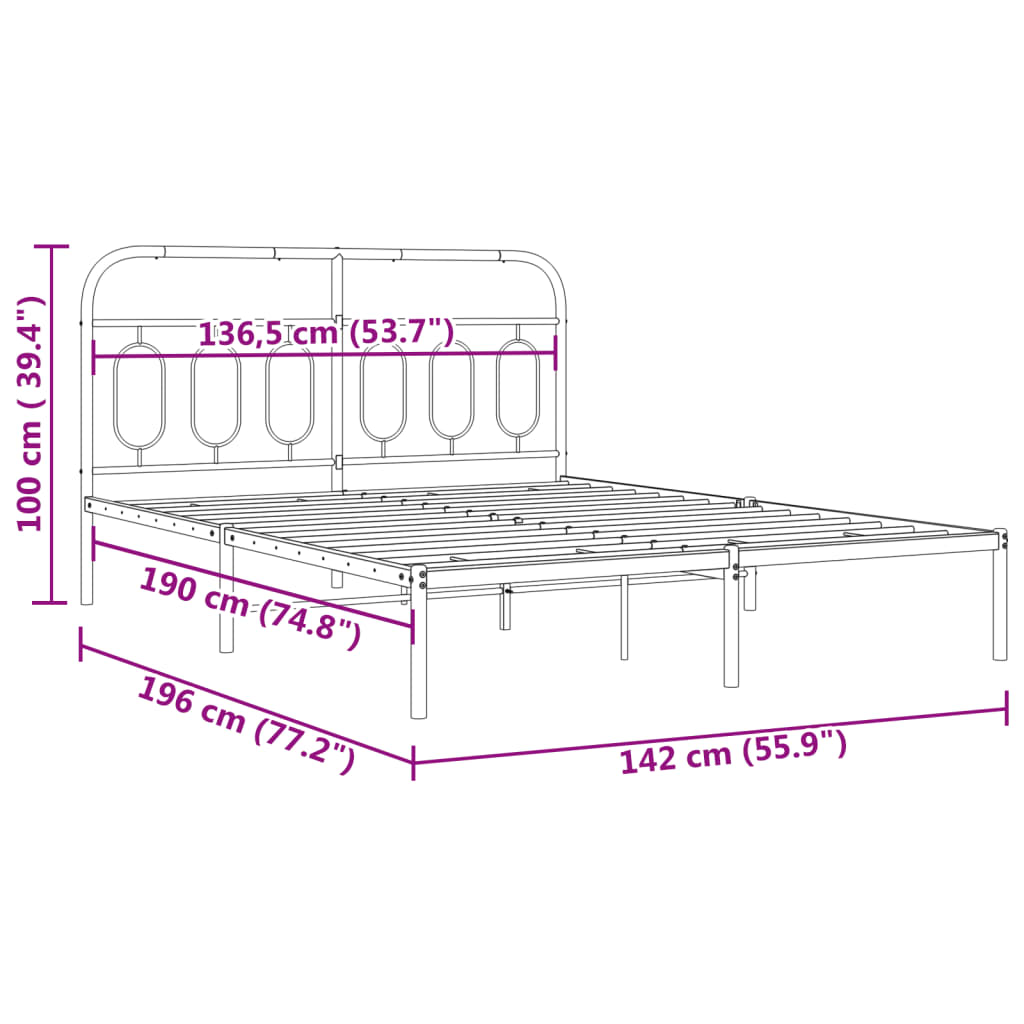 Giroletto con Testiera Metallo Bianco 135x190 cm 377165