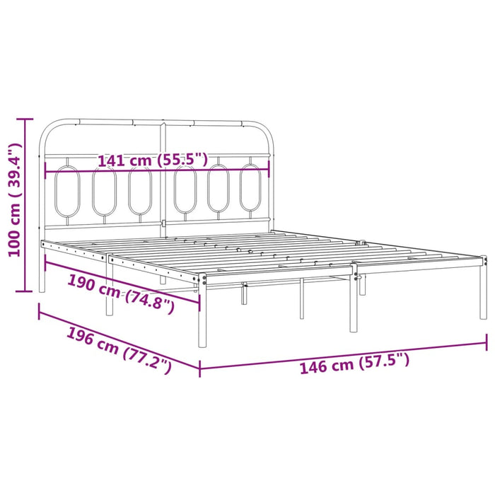 Giroletto con Testiera Metallo Bianco 140x190 cm 377166