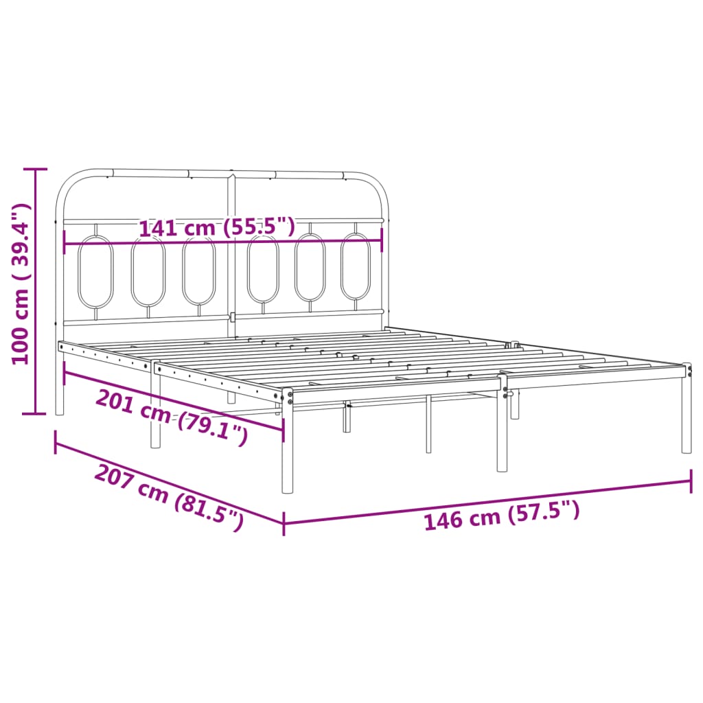 Giroletto con Testiera Metallo Bianco 140x200 cm 377167