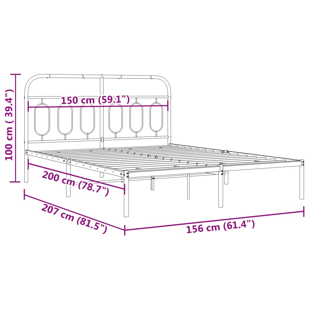 Giroletto con Testiera Metallo Bianco 150x200 cm 377168