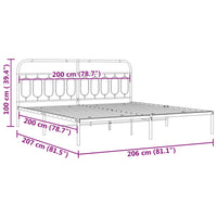 Giroletto con Testiera Metallo Bianco 200x200 cm 377173