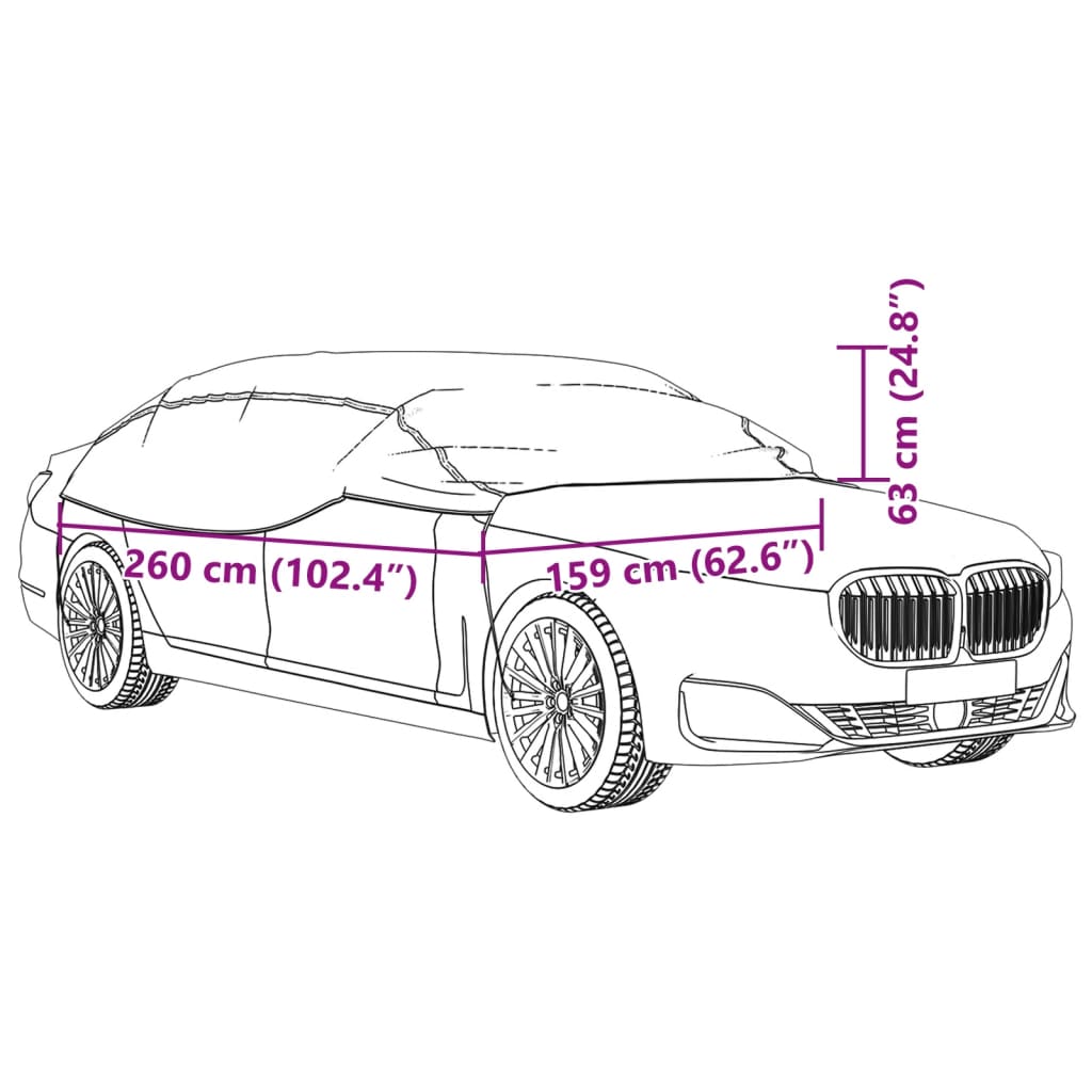 Mezza Copertura Auto con Ganci Argento M 4008933