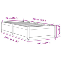 Giroletto Bianco 90x200 cm in Legno Massello di Pino 846832