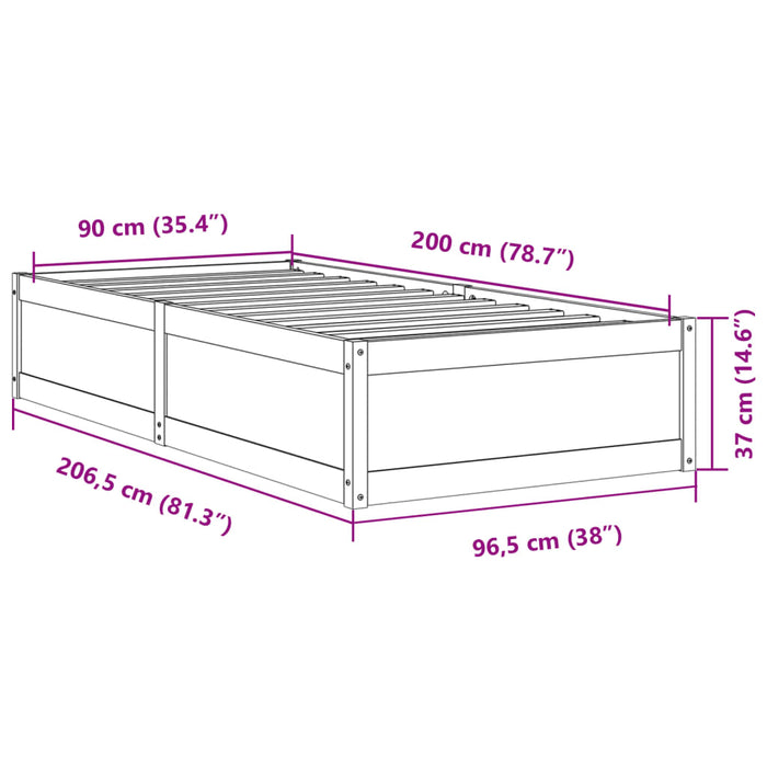 Giroletto Bianco 90x200 cm in Legno Massello di Pino 846832