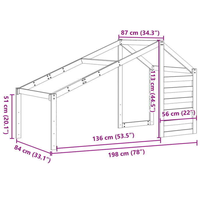 Tetto per Letto Bambini 198x87x113 cm in Legno Massello di Pino 846873