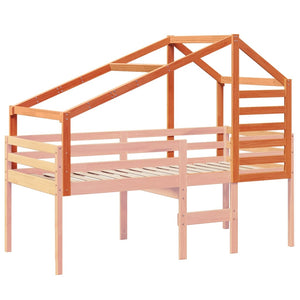 Tetto Letto Bambini Marrone Cera 198x87x113 Legno Massello Pino 846875