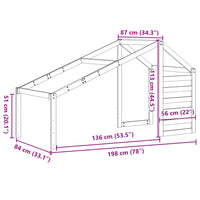 Tetto Letto Bambini Marrone Cera 198x87x113 Legno Massello Pino 846875