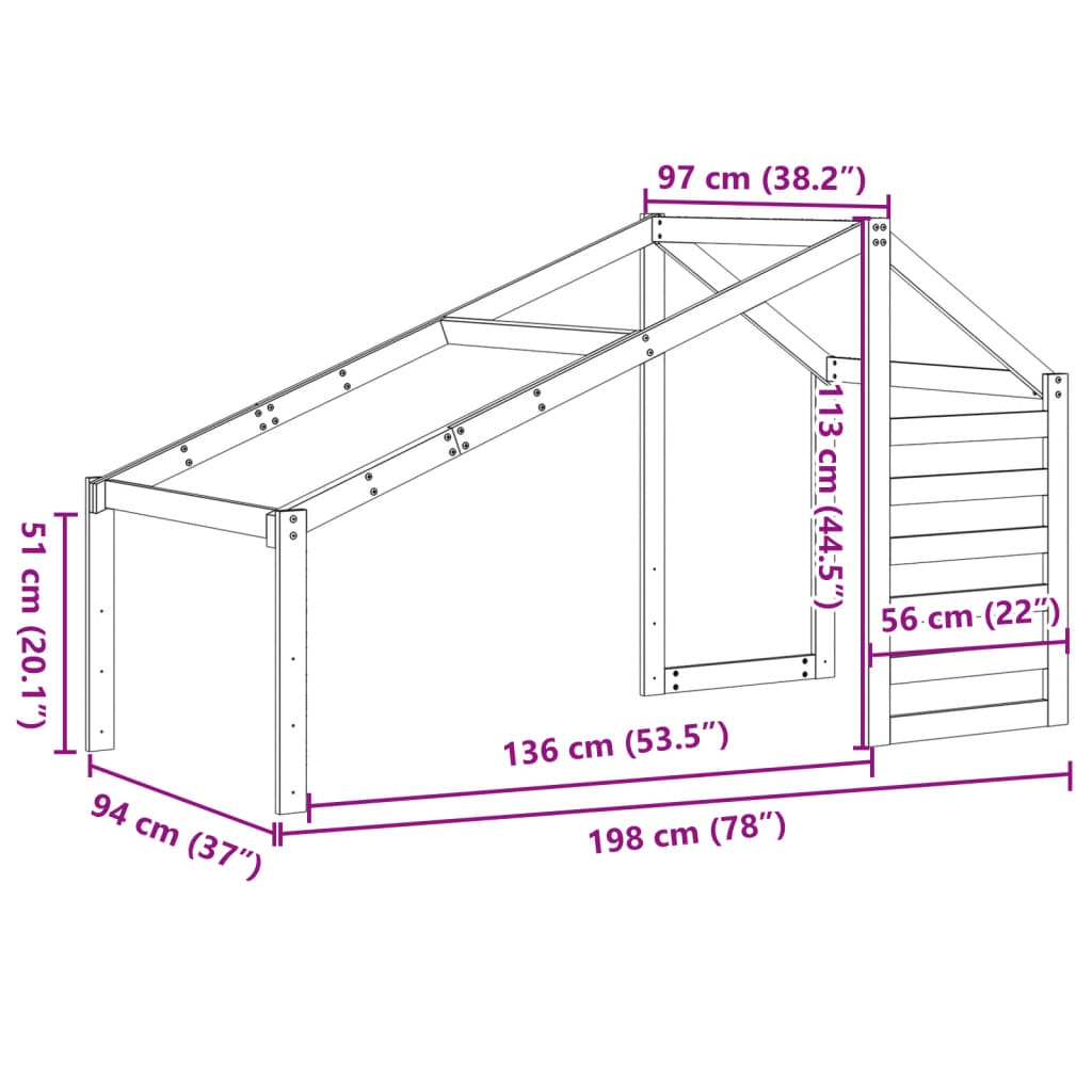 Tetto per Letto Bambini 198x97x113 cm in Legno Massello di Pino 846876