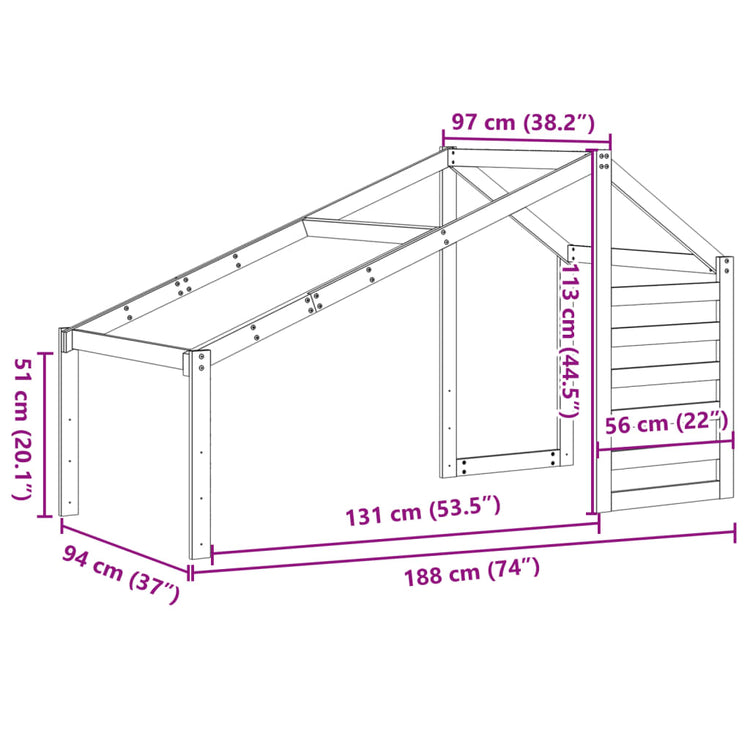 Tetto per Letto Bambini 188x97x113 cm in Legno Massello di Pino 846879