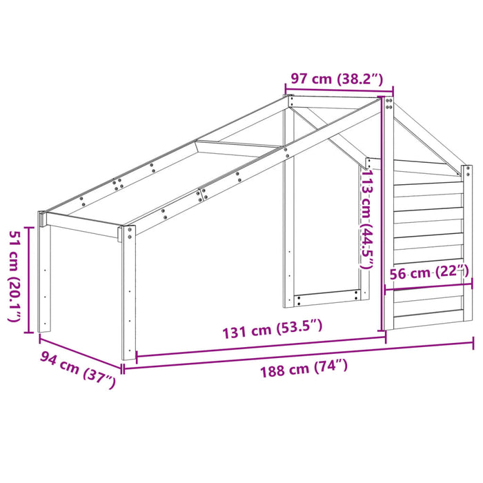 Tetto per Letto Bambini Bianco 188x97x113cm Legno Massello Pino 846880