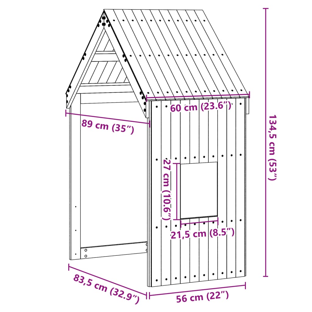 Tetto per Letto Bambini 60x89x134,5cm in Legno Massello di Pino 846885