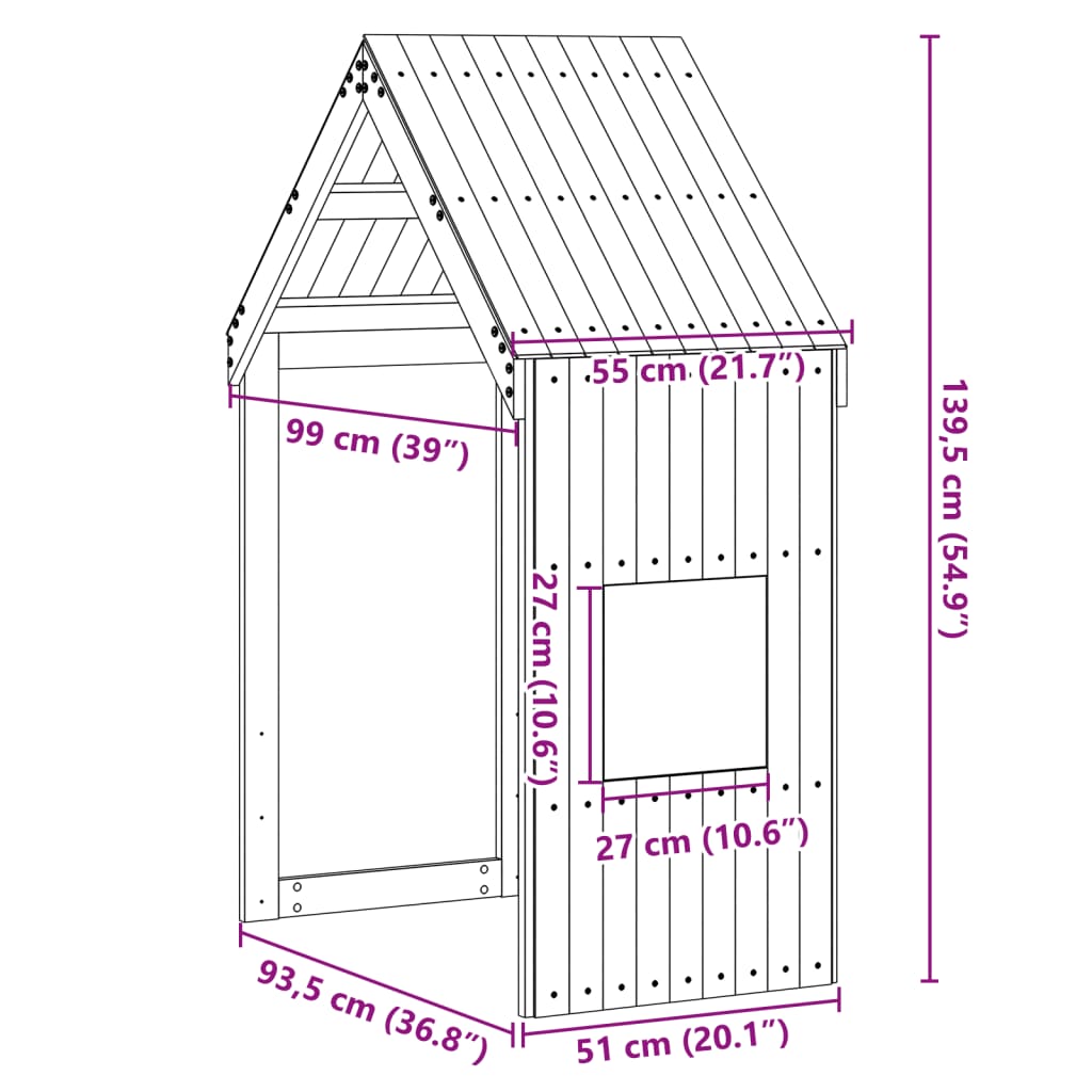 Tetto per Letto Bambini 55x99x139,5cm in Legno Massello di Pino 846891