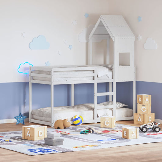 Tetto per Letto Bambini Bianco 55x99x139,5 Legno Massello Pino 846892