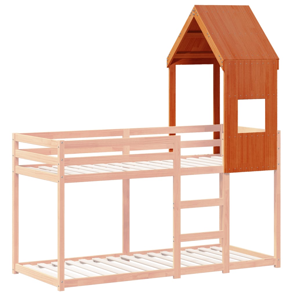 Tetto Letto Bambini Marrone Cera 55x84x132 Legno Massello Pino 846896