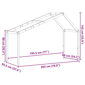 Tetto per Letto Bambini 203x95,5x142 cm Legno Massello di Pino 846940