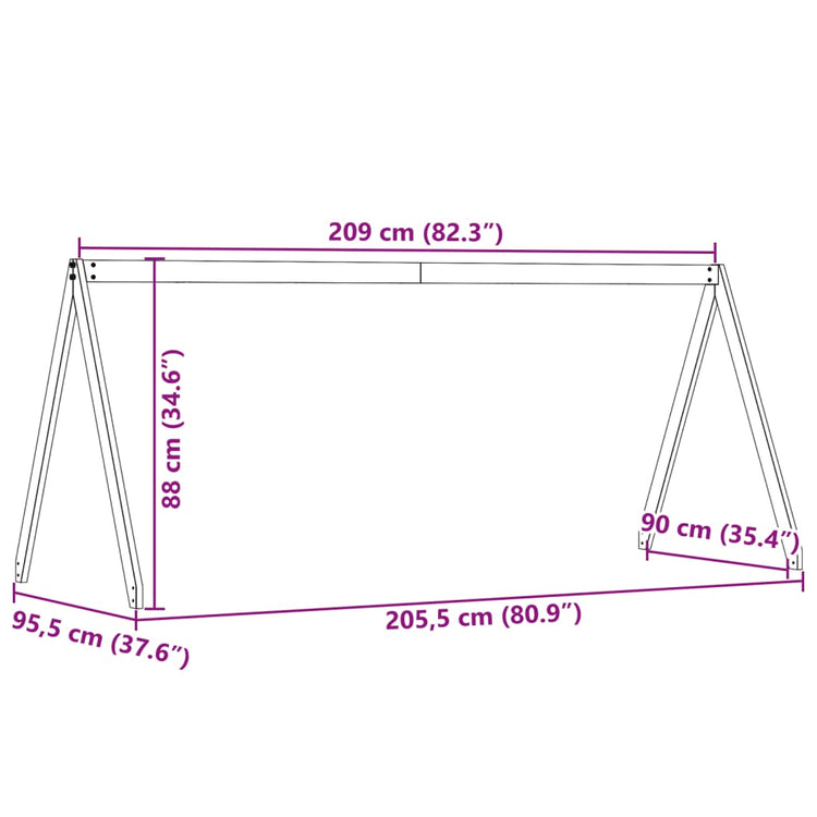 Tetto per Letto Bambini 209x95,5x88 cm Legno Massello di Pino 846946