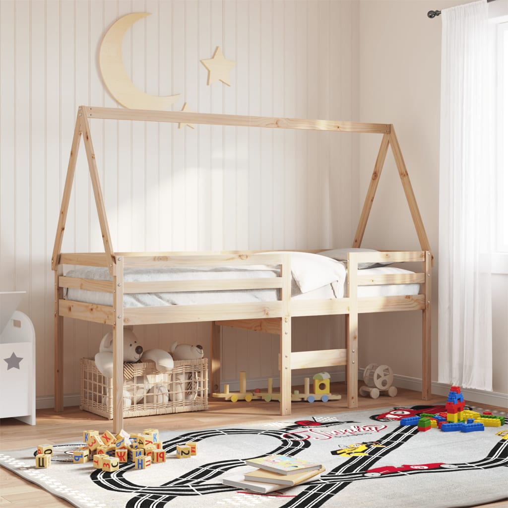 Tetto per Letto Bambini 209x95,5x88 cm Legno Massello di Pino 846946