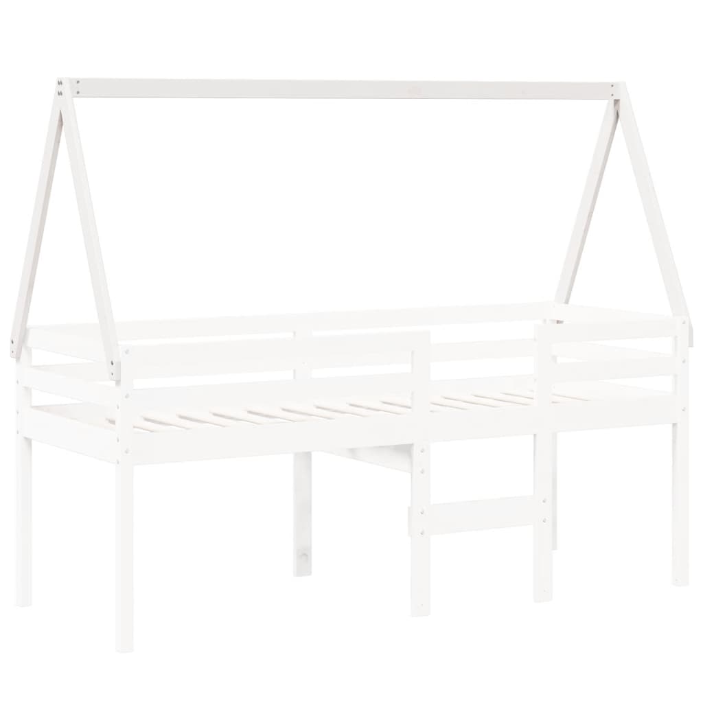 Tetto Letto Bambini Bianco 209x95,5x88 cm Legno Massello Pino 846947