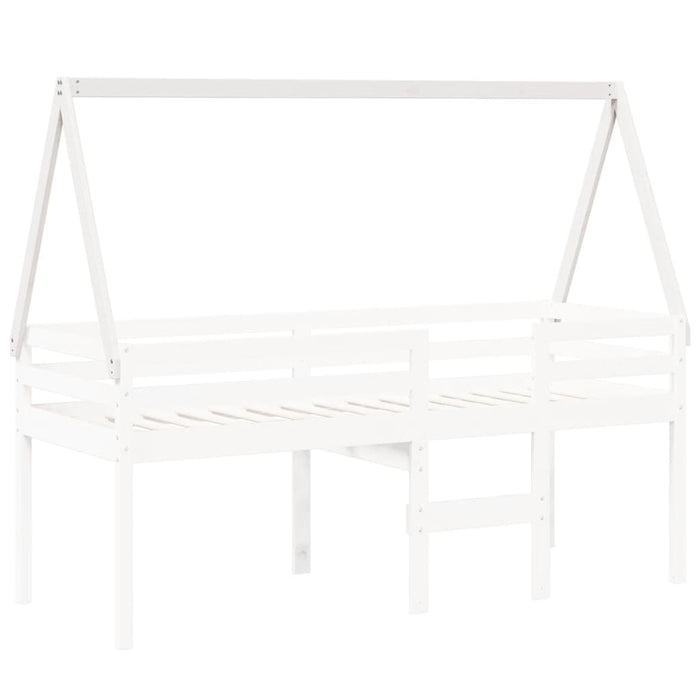 Tetto Letto Bambini Bianco 209x95,5x88 cm Legno Massello Pino 846947