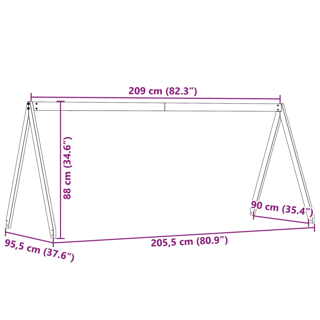 Tetto Letto Bambini Bianco 209x95,5x88 cm Legno Massello Pino 846947