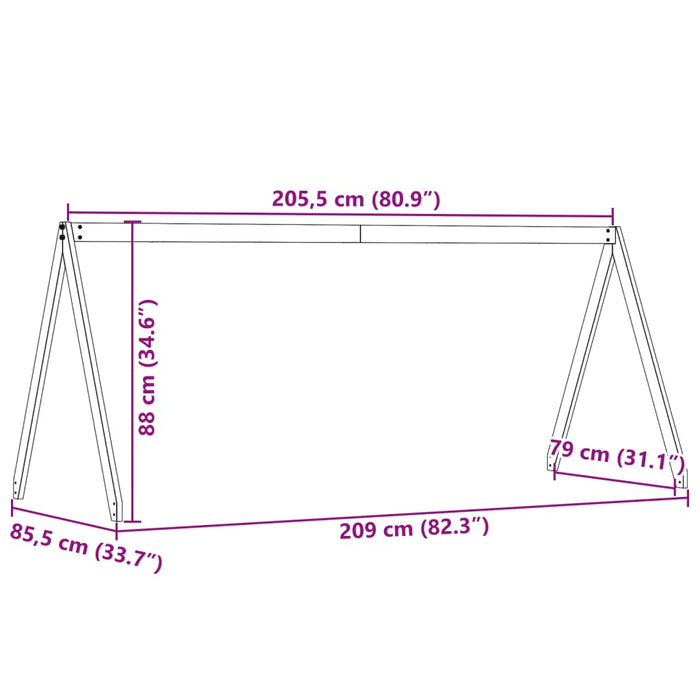 Tetto Letto Bambini Marrone Cera 209x85,5x88 cm Massello Pino 846951