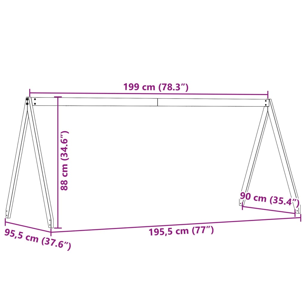 Tetto per Letto Bambini 199x95,5x88 cm Legno Massello di Pino 846952