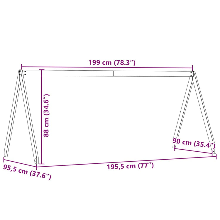 Tetto per Letto Bambini 199x95,5x88 cm Legno Massello di Pino 846952