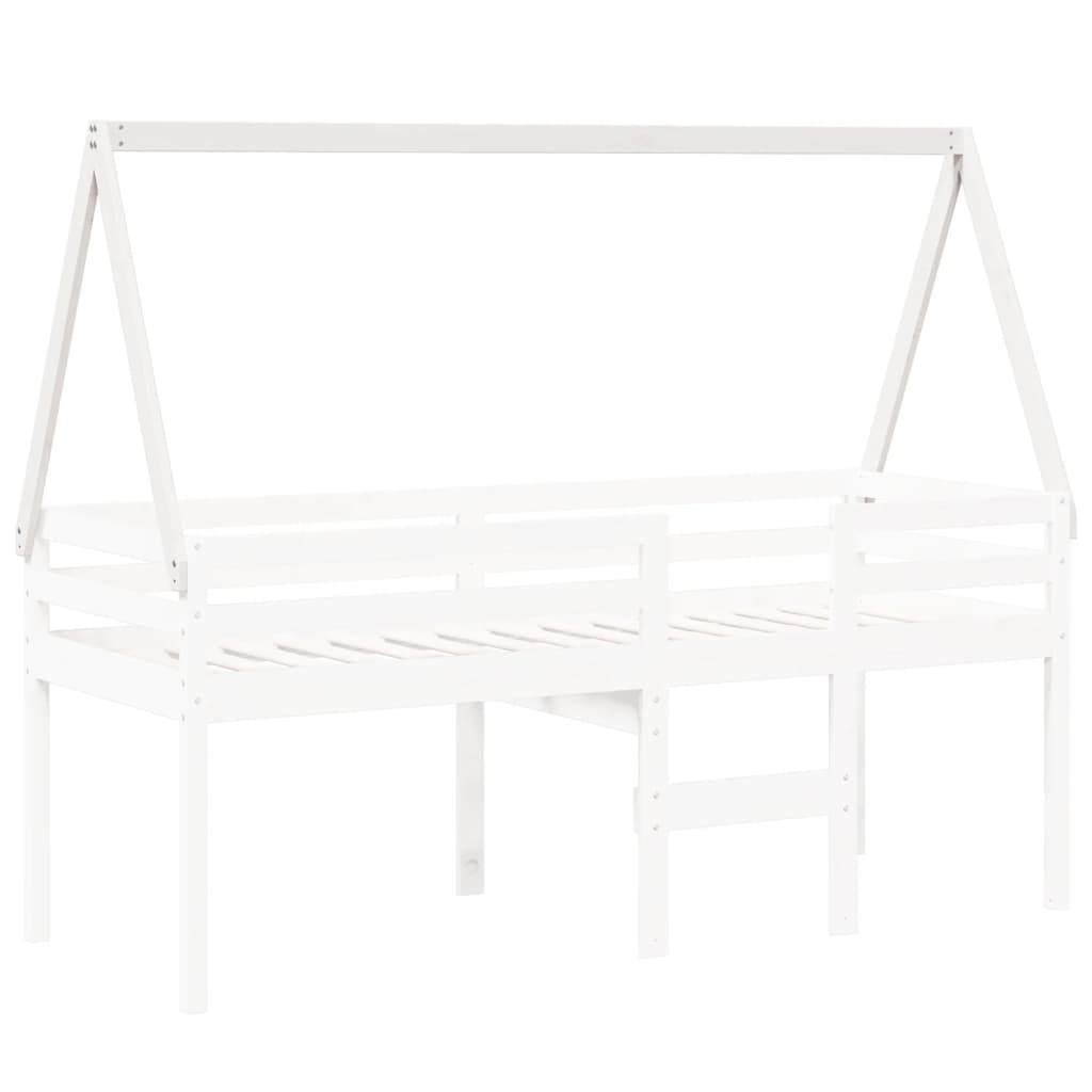 Tetto Letto Bambini Bianco 199x95,5x88 cm Legno Massello Pino 846953