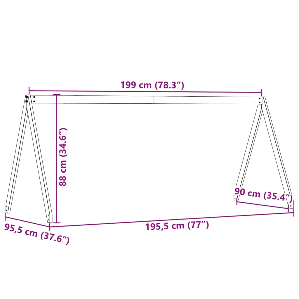 Tetto Letto Bambini Bianco 199x95,5x88 cm Legno Massello Pino 846953