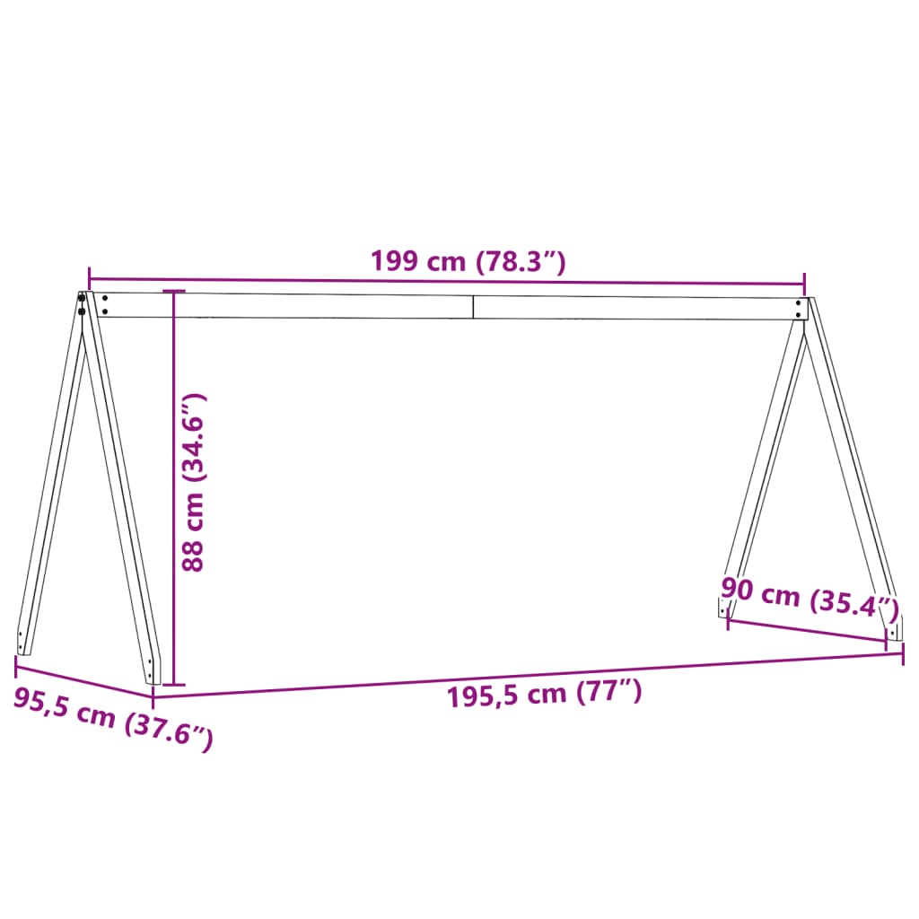 Tetto Letto Bambini Marrone Cera 199x95,5x88 cm Massello Pino 846954