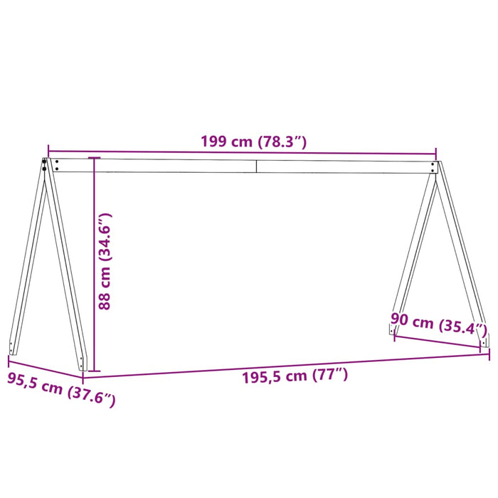 Tetto Letto Bambini Marrone Cera 199x95,5x88 cm Massello Pino 846954