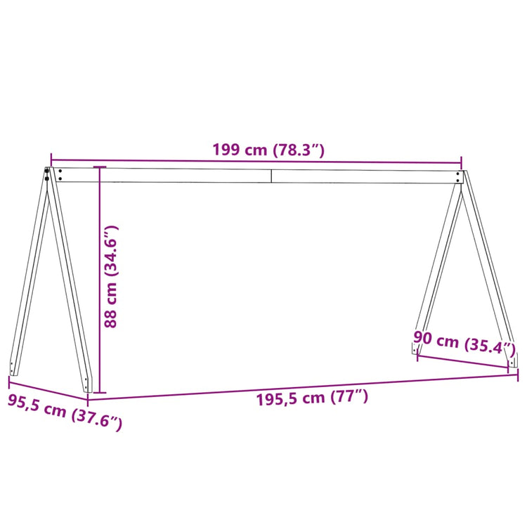 Tetto Letto Bambini Marrone Cera 199x95,5x88 cm Massello Pino 846954