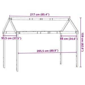 Tetto per Letto Bambini 217x95,5x159 cm Legno Massello di Pino 846958