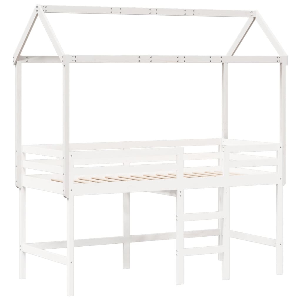 Tetto Letto Bambini Bianco 217x95,5x159 cm Legno Massello Pino 846959