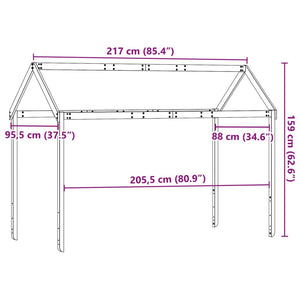 Tetto Letto Bambini Bianco 217x95,5x159 cm Legno Massello Pino 846959