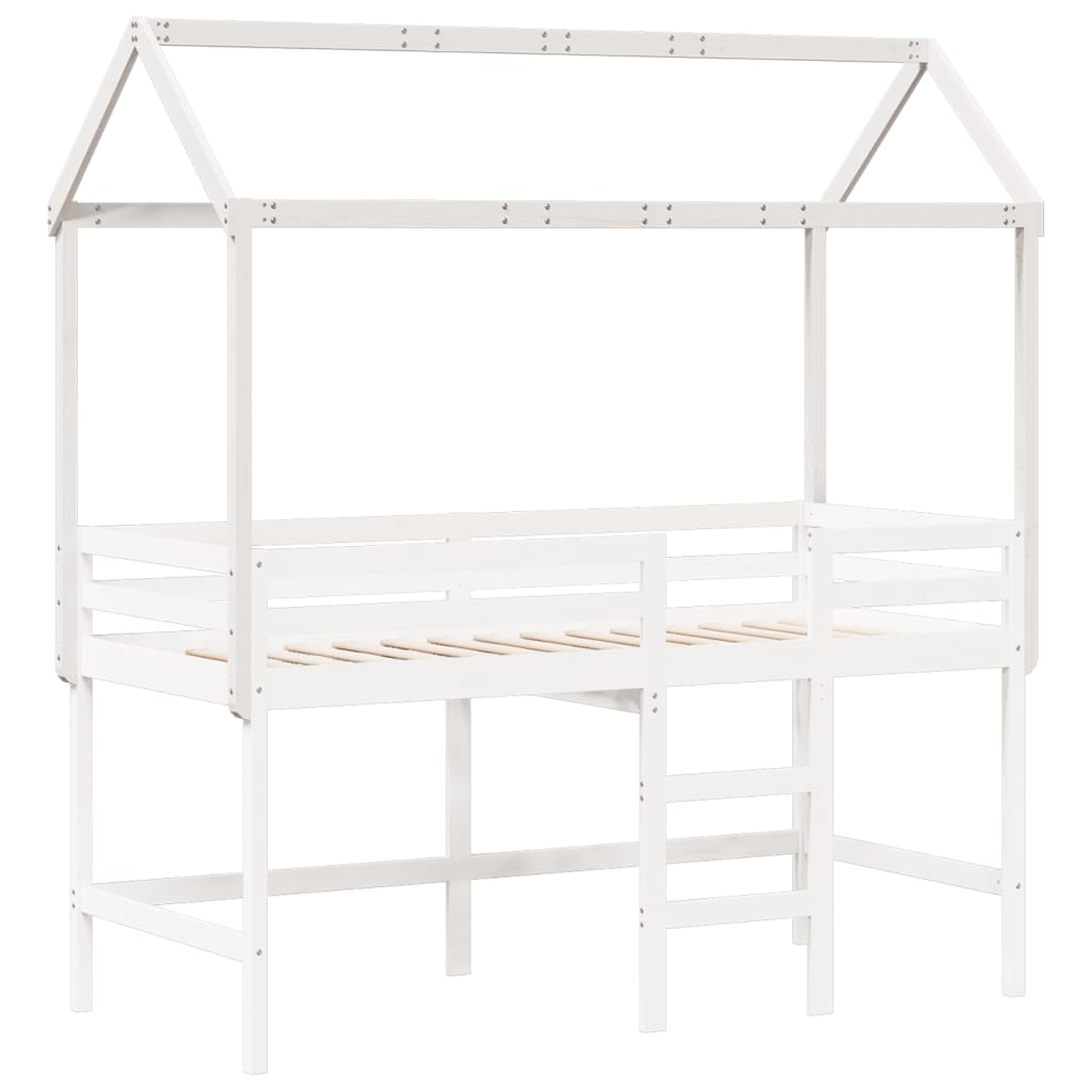 Tetto Letto Bambini Bianco 217x85,5x154 cm Legno Massello Pino 846962