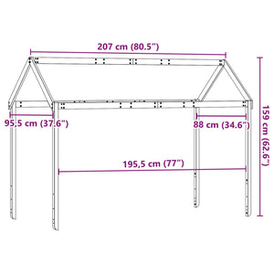 Tetto Letto Bambini Bianco 207x95,5x159 cm Legno Massello Pino 846965