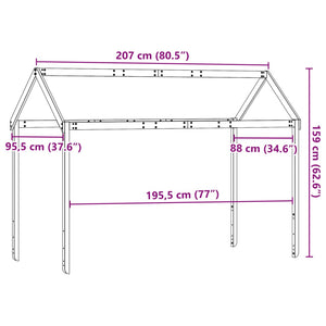 Tetto Letto Bambini Marrone Cera 207x95,5x159 cm Massello Pino 846966