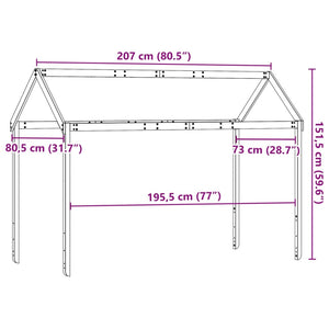 Tetto Letto Bambini Marrone Cera 207x80,5x151,5cm Massello Pino 846969