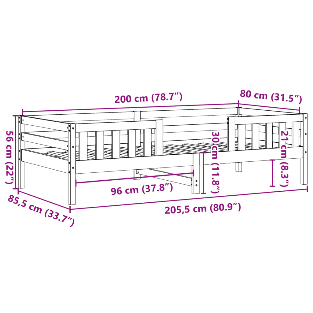 Giroletto 80x200 cm in Legno Massello di Pino 846976