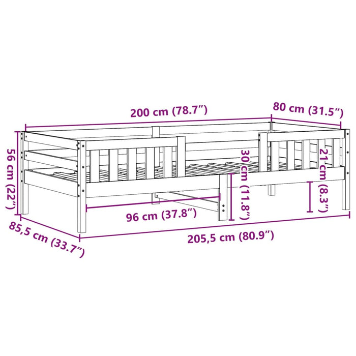 Giroletto 80x200 cm in Legno Massello di Pino 846976