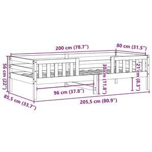 Giroletto Marrone Cera 80x200 cm in Legno Massello di Pino 846978