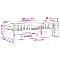 Giroletto Bianco 90x190 cm in Legno Massello di Pino 846980