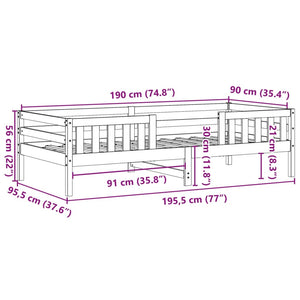 Giroletto Bianco 90x190 cm in Legno Massello di Pino 846980