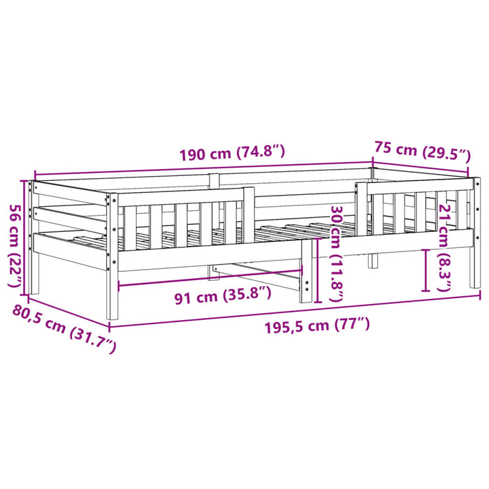 Giroletto 75x190 cm in Legno Massello di Pino 846982