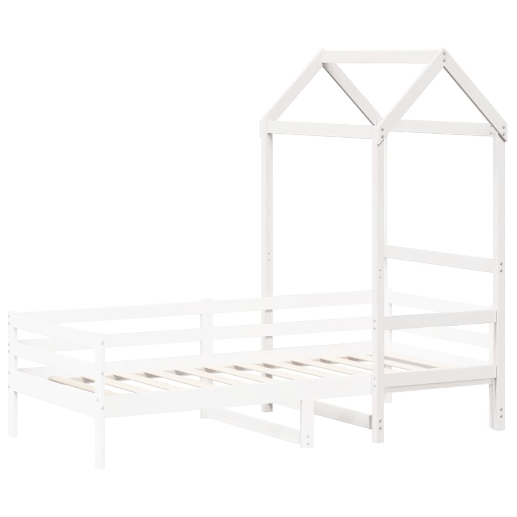 Tetto Letto Bambini Bianco 118x70x176,5 cm Legno Massello Pino 846986