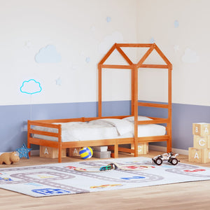 Tetto Letto Bambini Marrone Cera 118x70x176,5 cm Massello Pino 846987