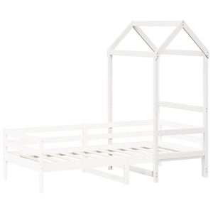 Tetto Letto Bambini Bianco 108x70x176,5 cm Legno Massello Pino 846989